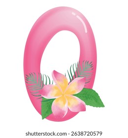Pink frangipani flower with number 0 illustration