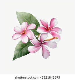 pink frangipani watercolor clipart flower