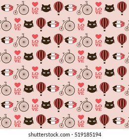 pink french seamless vector pattern