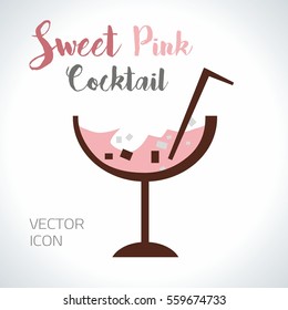 Pink fresh drink, vector illustration