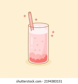 Pink Fresh Smoothie Drink in A Glass