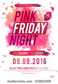 Pink Friday Night Party celebration Template, Banner or Flyer presentation with abstract design.