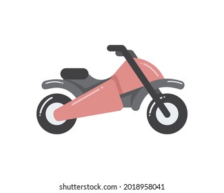 Pink friendly creative rounded illustration of a retro vintage motorcycle bike vehicle or vespa 