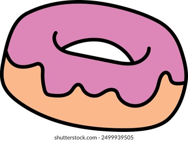 Pink Frosted Donut Vector illustration