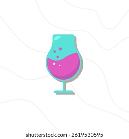 Pink fruit juice drink, unique summer glass, fresh, cheerful and fun vector illustration design