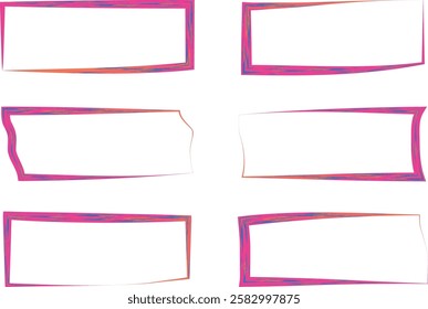pink fuchsia clor colorful rectangular art frames set