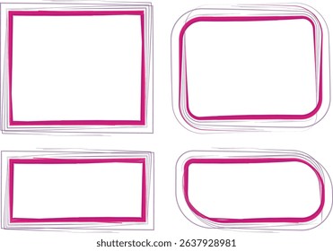 pink fuchsia colorful scribble line art text box frames set