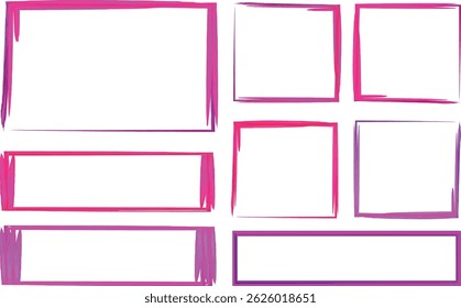 pink fuchsia purple colorful decorative square and rectangle frames set