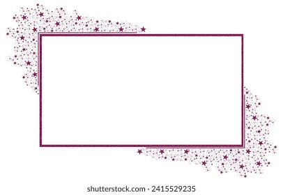 Pink Fuchsia Square rectangle Frame with stars Glitter 10