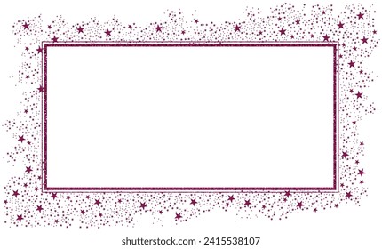 Marco rectangular cuadrado de fucsia rosa con estrellas Glitter 13