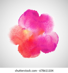 Pink fuchsia watercolor spot. Color palette.  Abstract watercolor background. Vector illustration.
