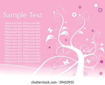 pink funky tree background with sample text