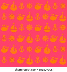 pink funny nautical silhouettes seamless pattern