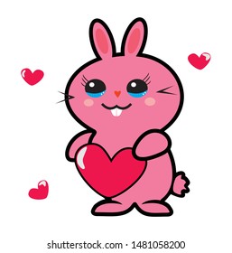 pink funny rabbit vector illustration