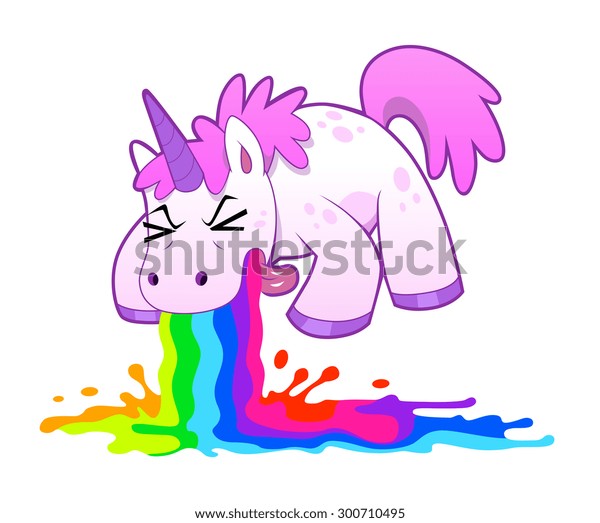 ピンクのおかしな一角獣は 液体の虹を吐く ベクターイラスト のベクター画像素材 ロイヤリティフリー
