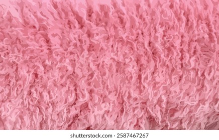 Pink fur background. Polar soft pink fluffy fluffy sheepskin background texture. Pink sheep fur natural sheepskin background texture. Plush fluffy soft pink fur pattern. Vector illustration.