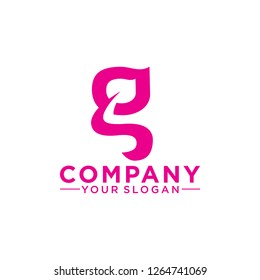 Pink G Letter Logo. Letter G With Leaf Shape for Salon , Boutique or spa, EPS 08, EPS 10