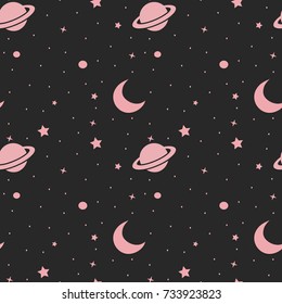 Pink Galaxy Vector Illustration. Space Pattern