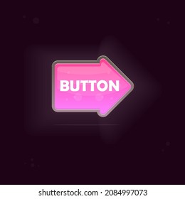 Pink Game Arrow Right Button Neon Bright Colorful Shiny Gray Border Bubbles Glass Vector Design