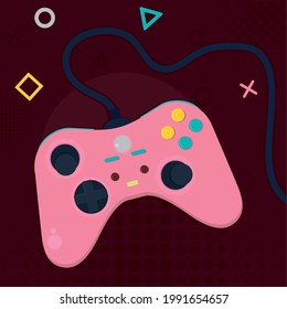 pink game controller illustration design