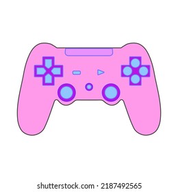 Pink game controller vector illustration isolated on white background. Joypad console for video games, joystic icon, trendy design. Girl player. Games for girls.