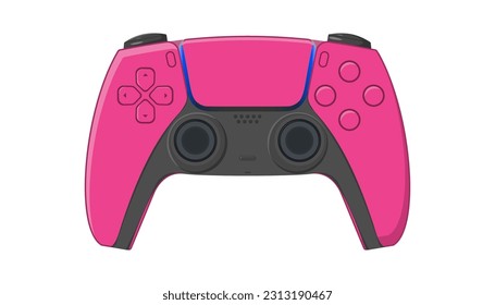 С auf Sohle rosa Gamepad in Vektorgrafik. Einziger moderner Controller auf weißem Hintergrund.