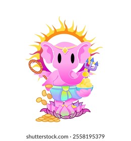 Pink Ganesh the god of success and prosperity in Vector 