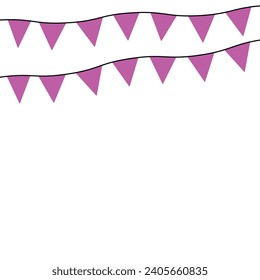 Pink garland pennants design, Party celebration event, happy birthday, holiday, surprise, anniversary and decorative theme, bunting party flags, Happy carnival deco