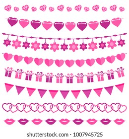 pink garland set isolated on white