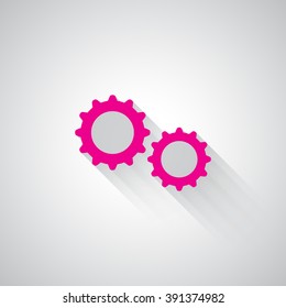 Pink Gears web icon on light grey background