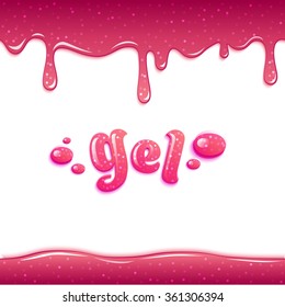 Pink gel style background with sparkles, liquid, sweet, glossy, seamless border.
