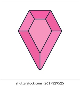 Pink Gem Flat design style, bright pink diamond shape gem, perfect for jewelry ads fashion branding and wealth themed visuals