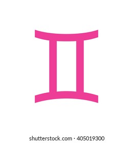 Pink Gemini zodiac sign. Astrology symbol vector illustration