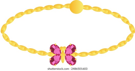 Pink gemstone bracelet butterfly shape