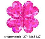 Pink Gemstone Flower Cluster on Black Background (Faceted Crystal Ornament), Soft pink faceted gemstone flower with sparkling reflections, isolated on black. Elegant luxury jewelry-style abstract graphic.