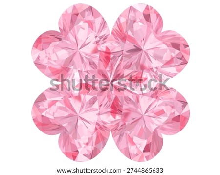 Pink Gemstone Flower Cluster on Black Background (Faceted Crystal Ornament), Soft pink faceted gemstone flower with sparkling reflections, isolated on black. Elegant luxury jewelry-style abstract graphic.
