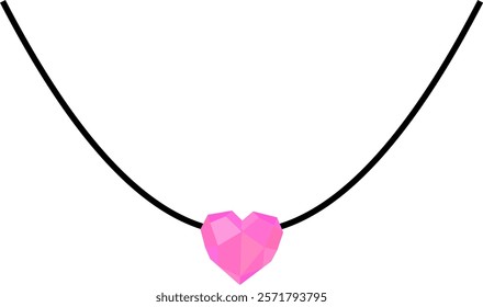 Pink gemstone necklace heart shape cute