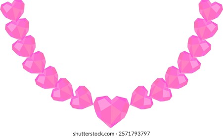 Pink gemstone necklace heart shape cute