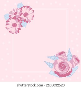 pink gentle flower frame for wedding, card, papers