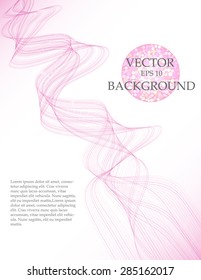 Pink gentle tape / ribbon, stripe, wave vector background, bokeh effect, abstract decorative backdrop