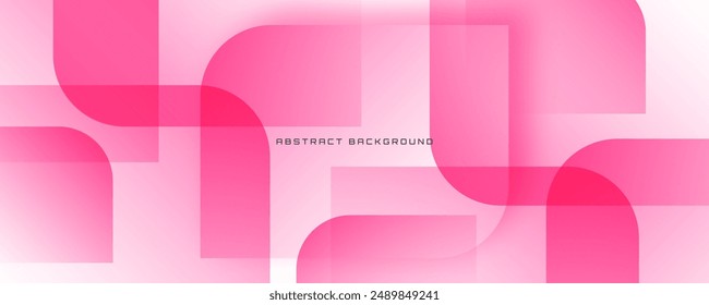 Pink geometric abstract background overlap layer on bright space with cutout shape effect decoration. Modern graphic design element rounded style concept for web banner, flyer, card, or brochure cover