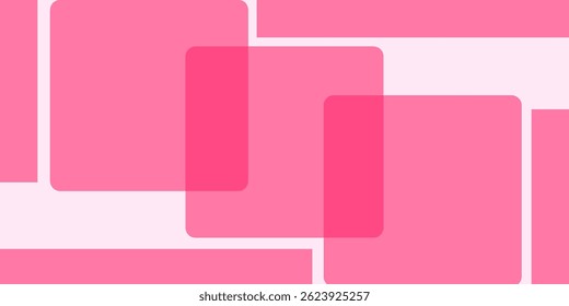 Pink geometric abstract background overlap layer on bright space with cutout shape effect decoration.