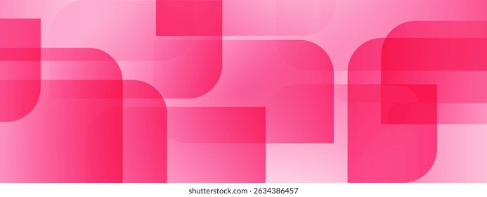 Pink geometric abstract background overlapping layers on bright space with cut shape effect. Modern graphic design element rounded style concept for web banner, flyer, card or brochure cover.