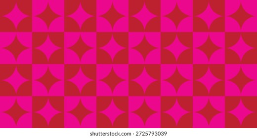 Pink geometric abstract pattern background with repeating circular shapes. Bold modern design forming an optical tiled texture. Decorative wallpaper for posters, textiles, packaging, and graphic layouts.