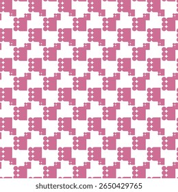 Pink Geometric Abstract Pattern with Circles and Squares on White