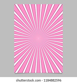 Pink geometric abstract ray burst flyer template - vector stationery, brochure background illustration with striped rays