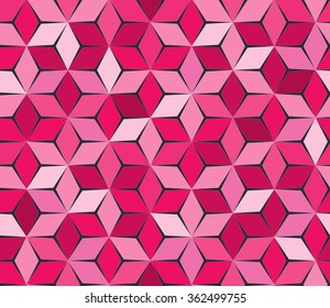 Pink geometric backdrop. Polygonal crystal texture. Magenta background. Romantic texture.