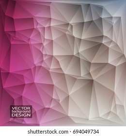Pink geometric background with triangles. Blurred gradient mosaic pattern. Vector illustration.