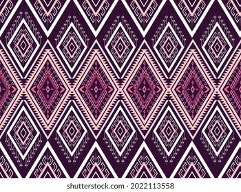 Patrón geométrico rosado étnico Diseño tradicional Textos para falda, alfombra, papel pintado, ropa, envoltura, batik, tela, ropa, sábanas, diseño de triángulos oscuros Rasgos ilustraciones vectoriales ESTILOS de bordado.eps