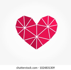 Pink geometric heart shape icon. Vector illustration